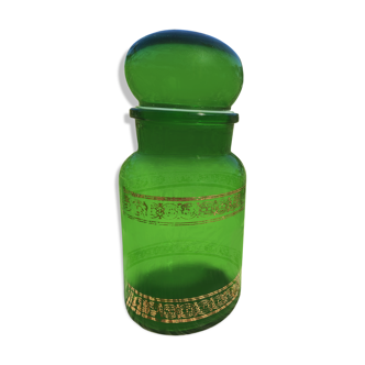 Emerald green glass apothecary jar