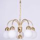 Mid-Century Chandelier in Brass and Opaline Glass, Czech, 1950s