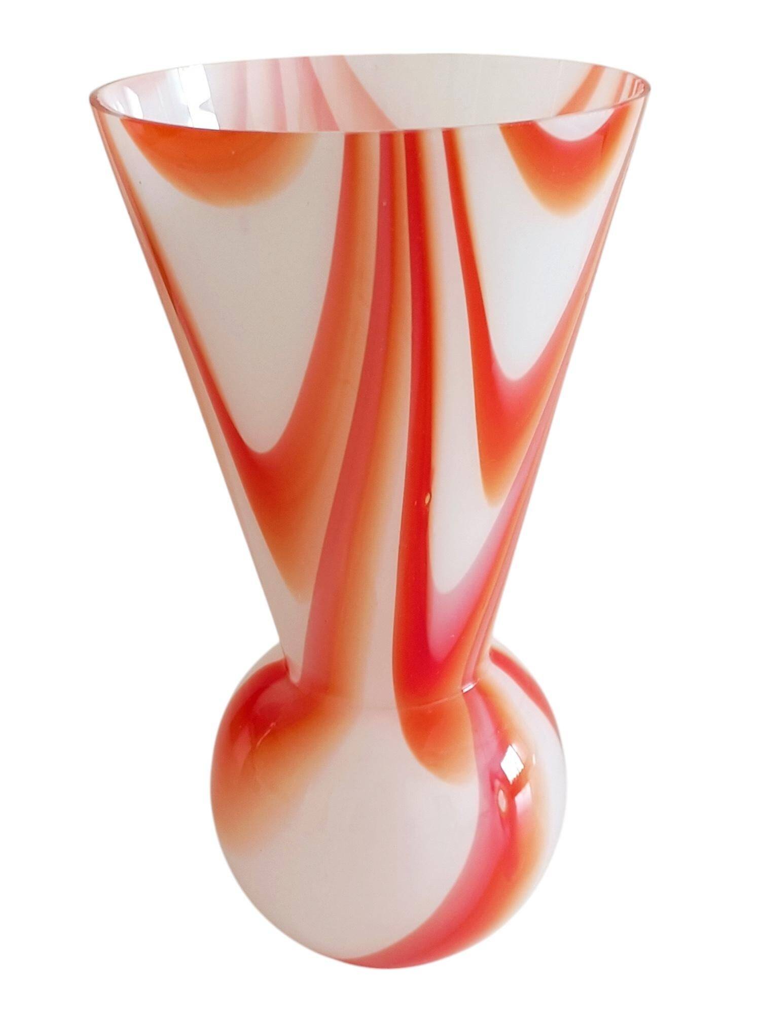 Carlo Moretti Murano Glass Vase, Marbled Decor, Italy, 1960s