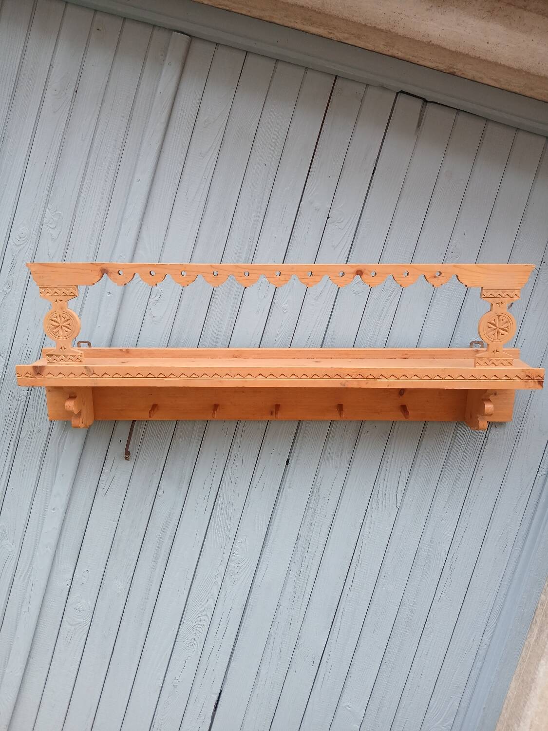 Antique carved wooden wall shelf
