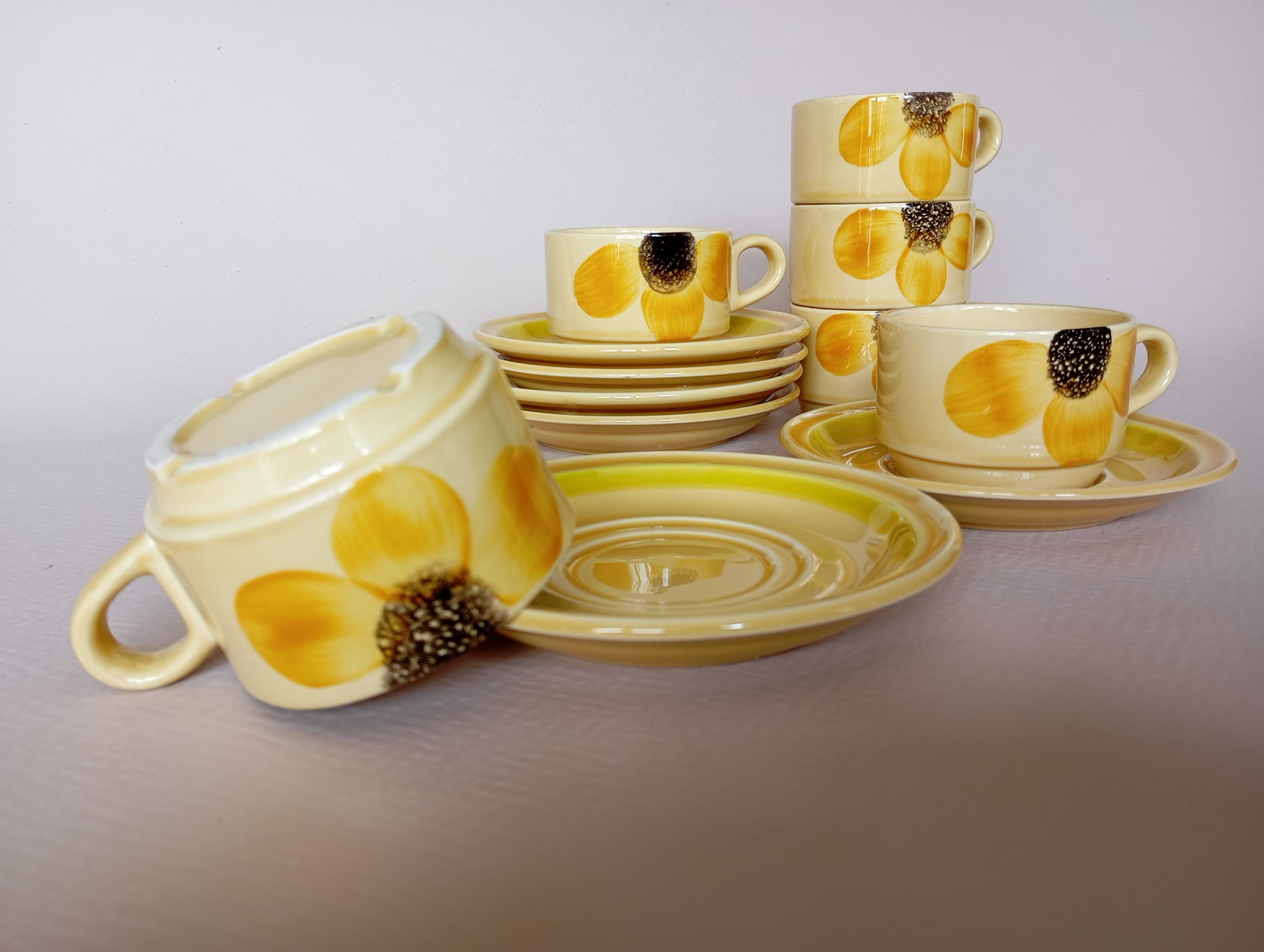 6 Gien "Sun" coffee cups