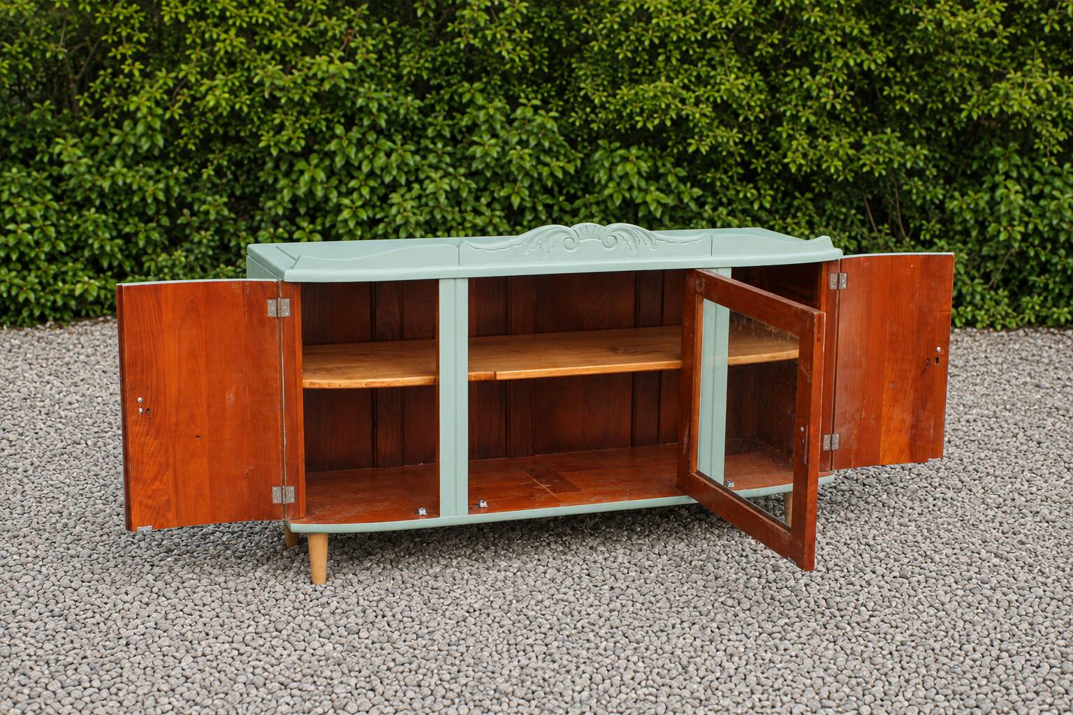 Art Deco sideboard in solid wood – Verdigris – 140 cm