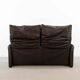 Brown leather 2-seater sofa Cassina Maralunga by Vico Magistretti