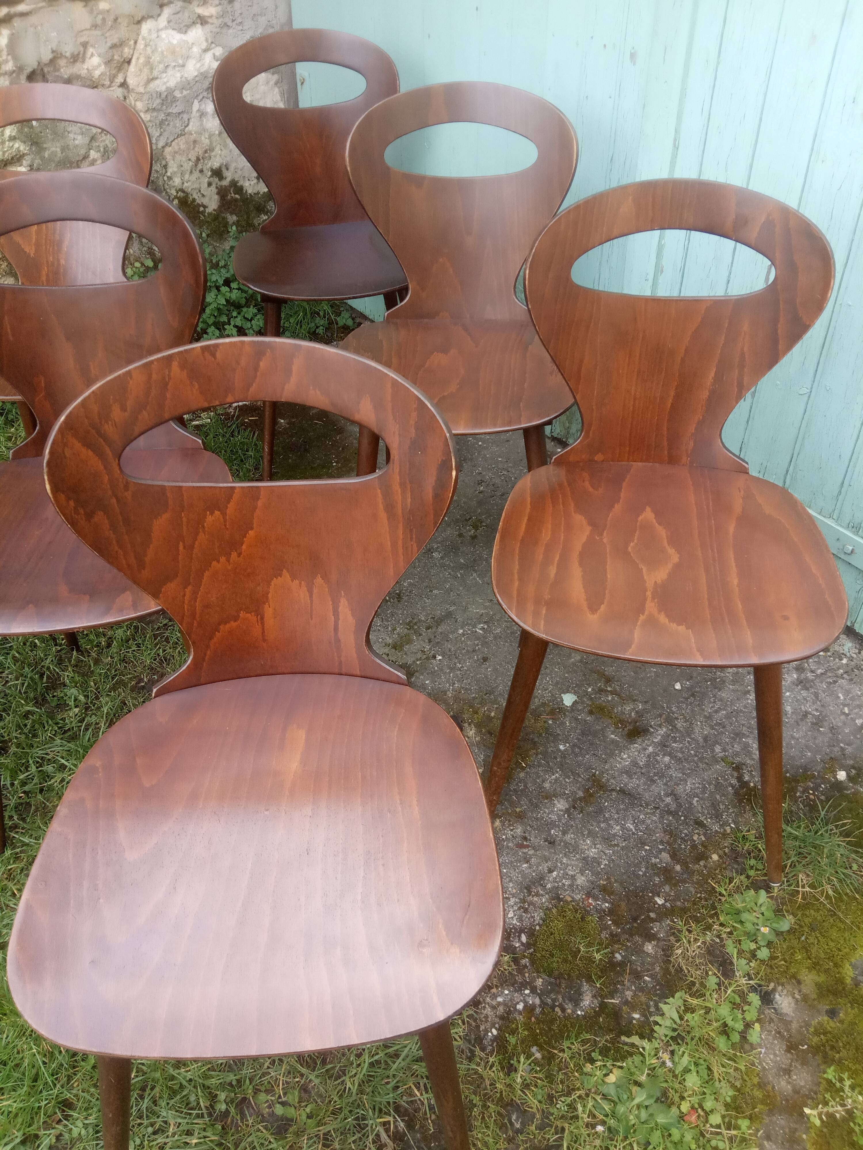 Lot de 6 chaises bistrot Baumann modèle "Fourmi"