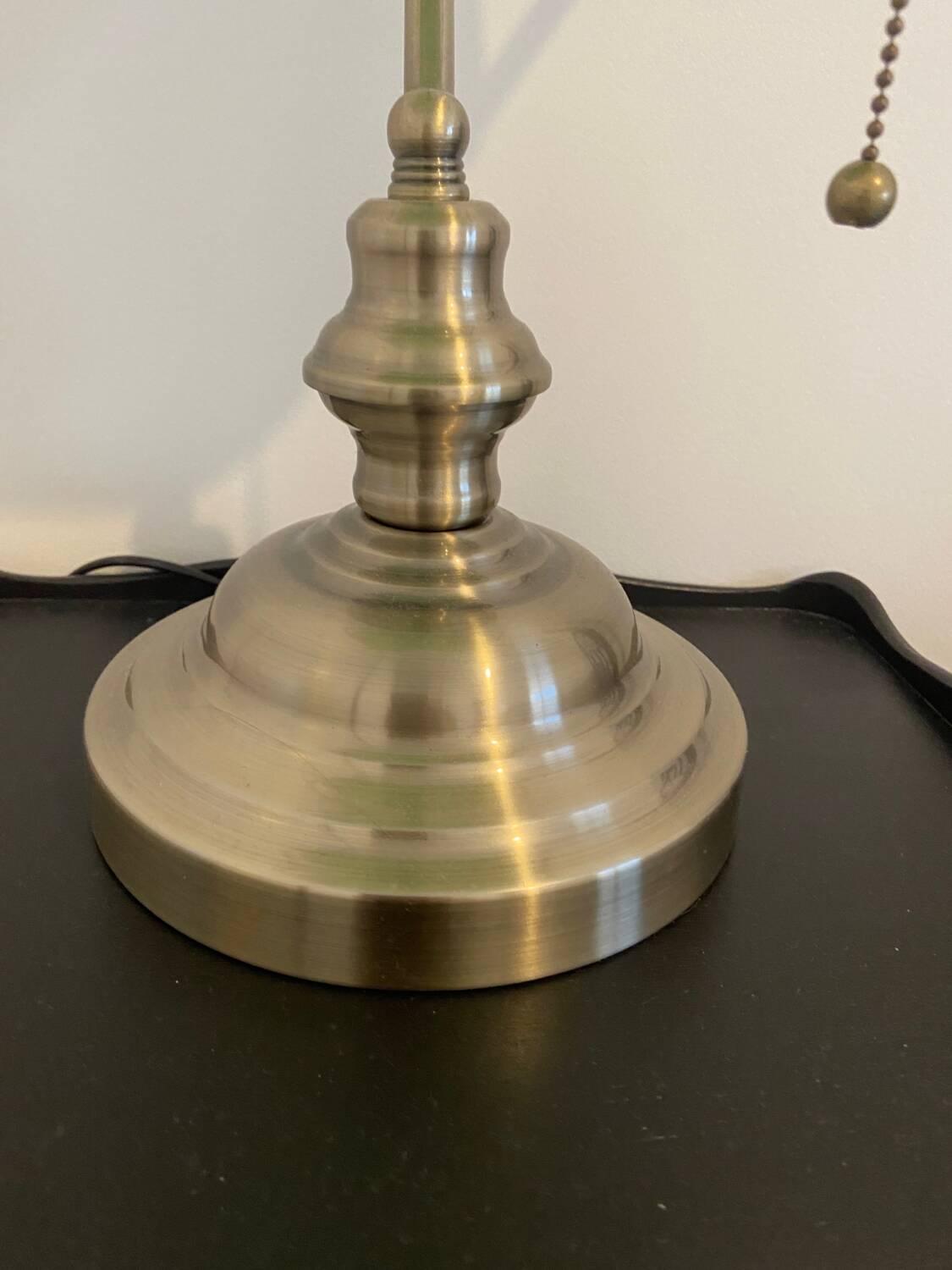 Antique banker's lamp in bronze and green opaline, Art Deco