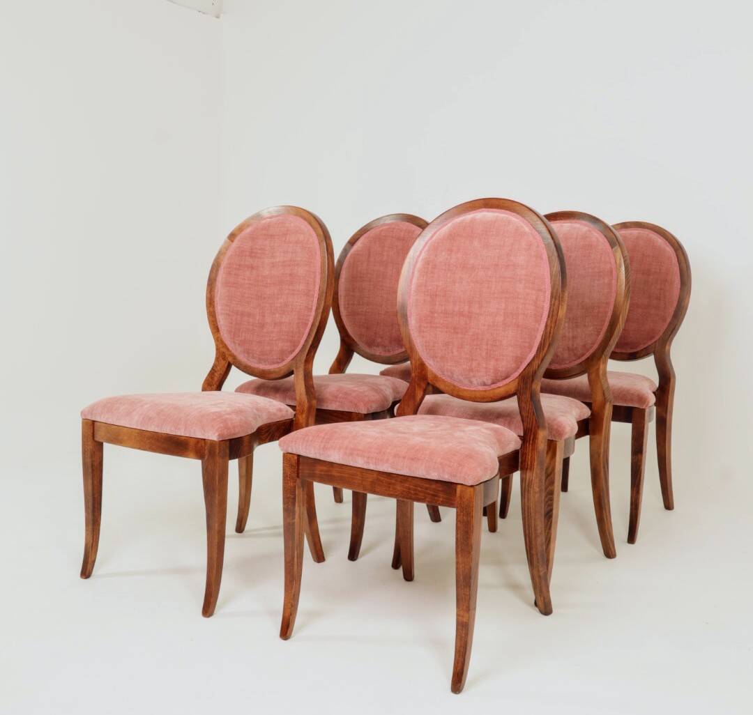 Dining chairs set of 6 powder pink medallion