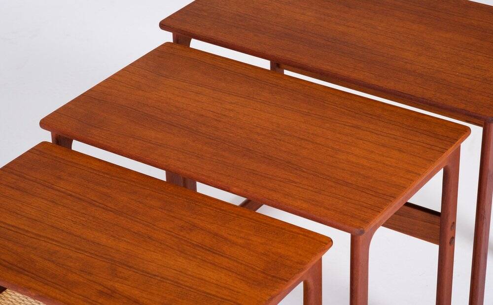 Nest of Teak Tables by Johannes Andersen for CFC Silkeborg, Denmark, 1950s, Set of 3