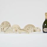 Set of 8 travertine animal sculptures by Fratelli Mannelli 1970