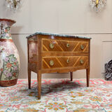 Louis XVI style commode in natural wood and marquetry, 19th century
