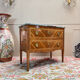 Louis XVI style commode in natural wood and marquetry, 19th century
