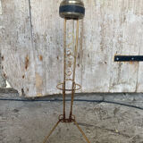 Vintage Golden Metal Stand Ashtray + Magazine Holder France