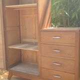 Asymmetrical oak cabinet