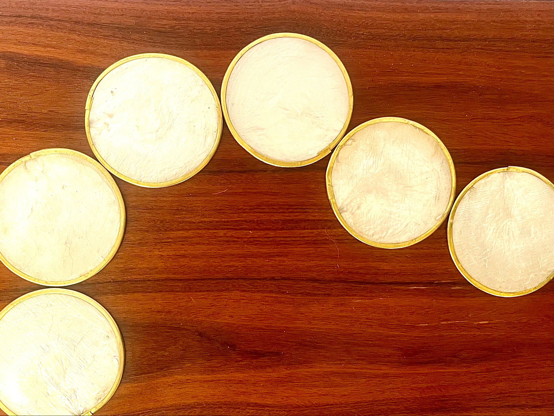 Vintage mother-of-pearl coasters, 1970s