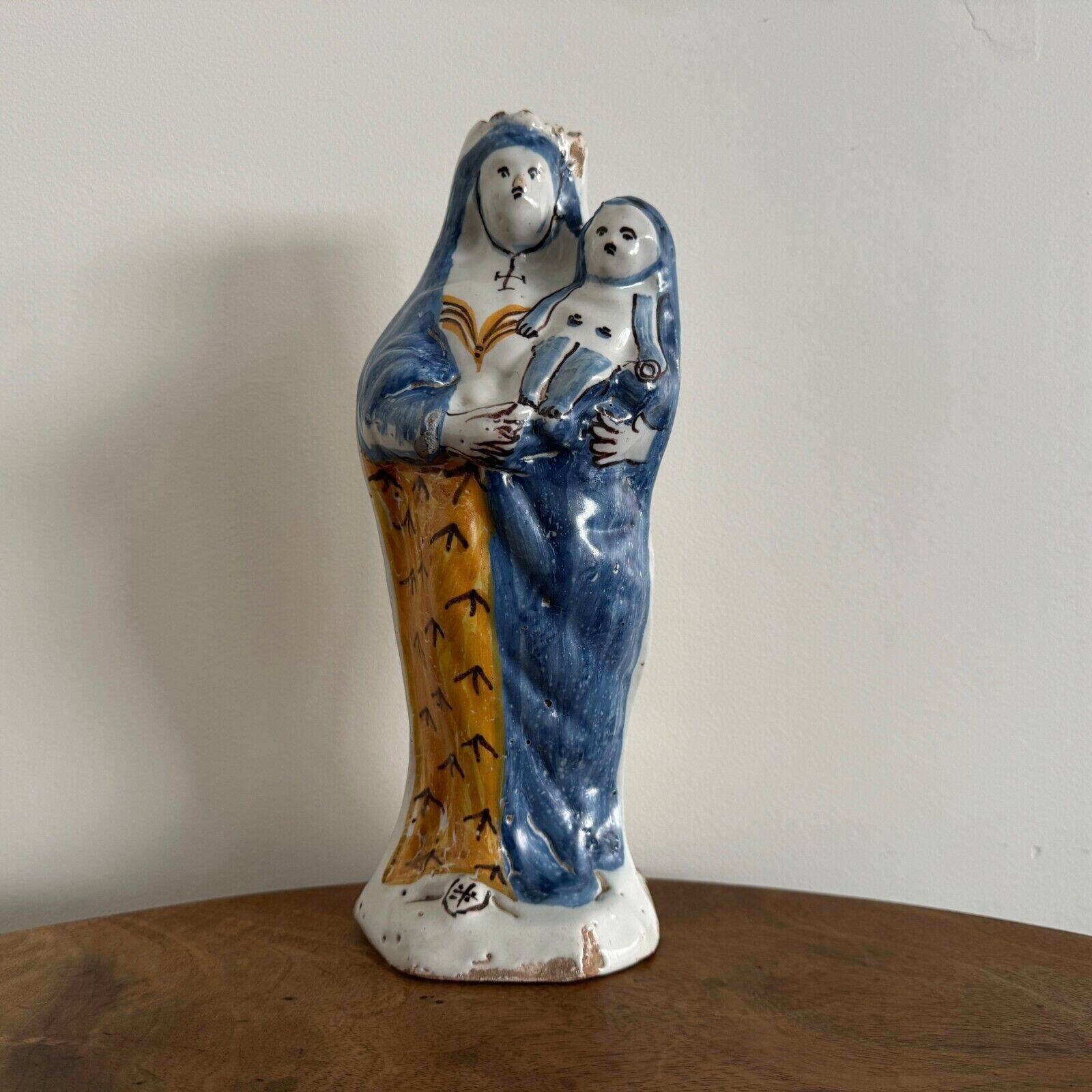 18th century Virgin Mary in Nevers earthenware