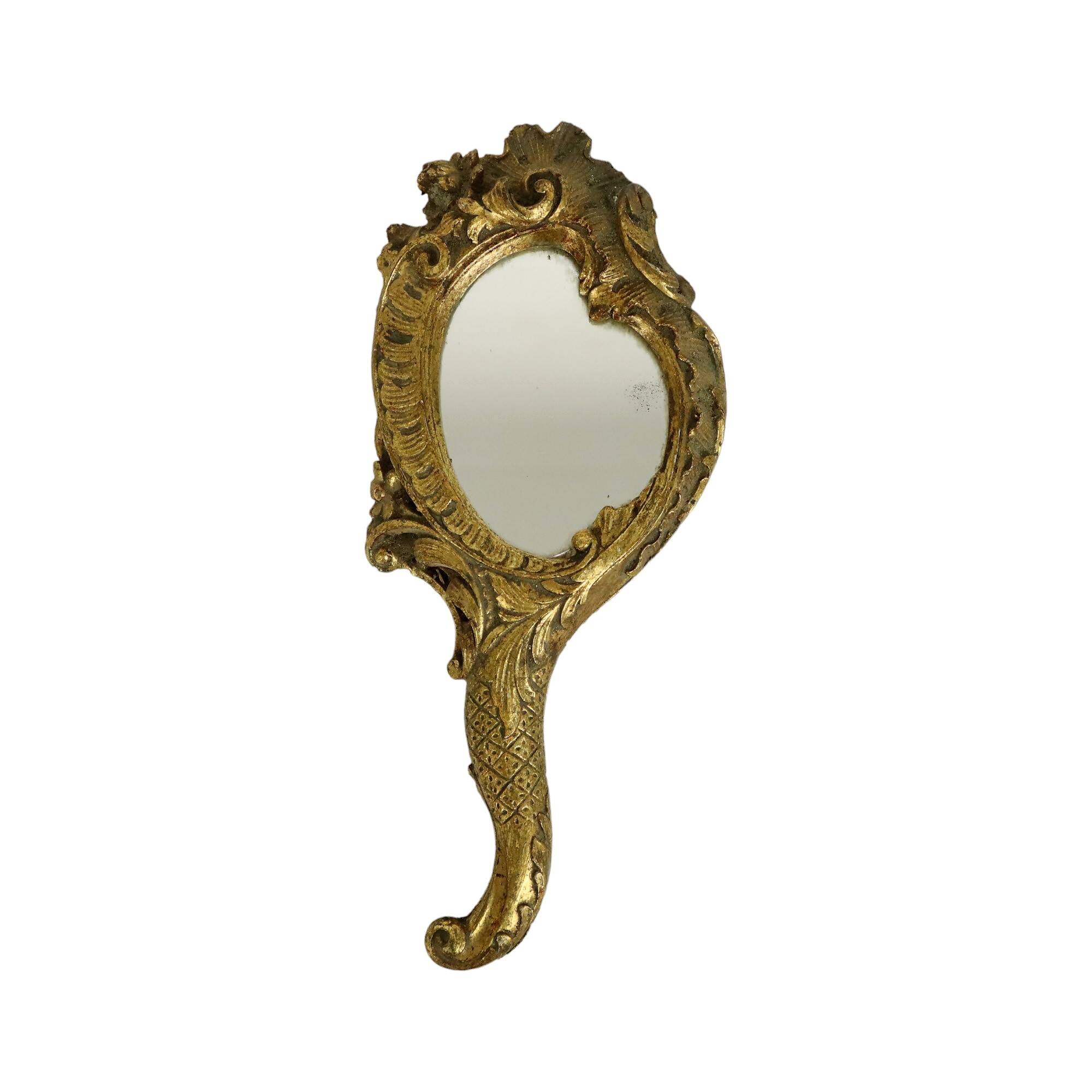 Old Gold Hand Mirror Make Up Mirror Classic Baroque Style