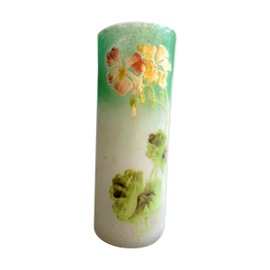 Vase rouleau au géranium, - verre vert