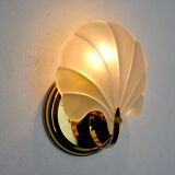Shell wall lamp, opaque glass, italy, 1980
