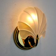 Shell wall lamp, opaque glass, italy, 1980