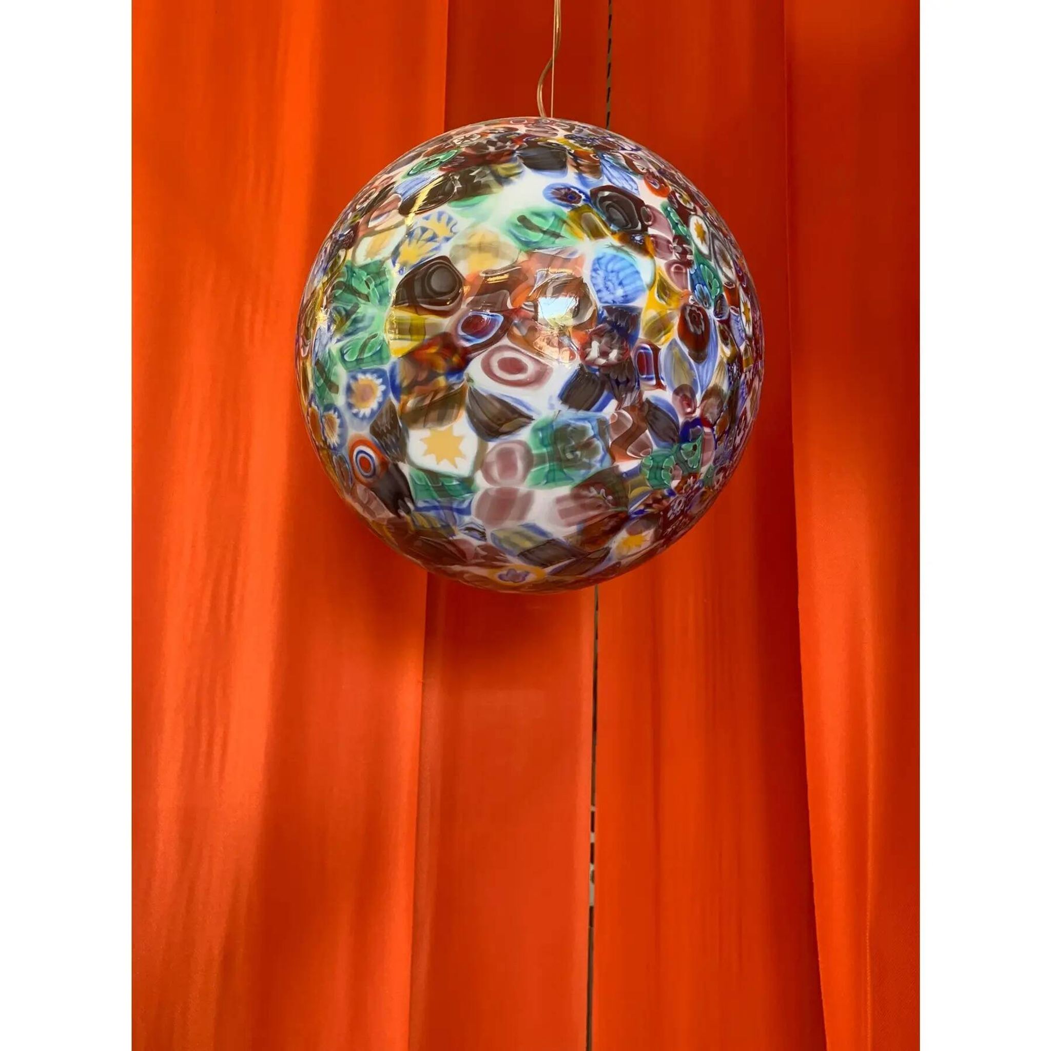Multicolored Murrine Sphere in Contemporary Murano-Style Glass
