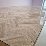 Table à manger en marbre et en laiton avec surface enmarbre