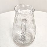 Hand-carved glass jug. France, 1950s.