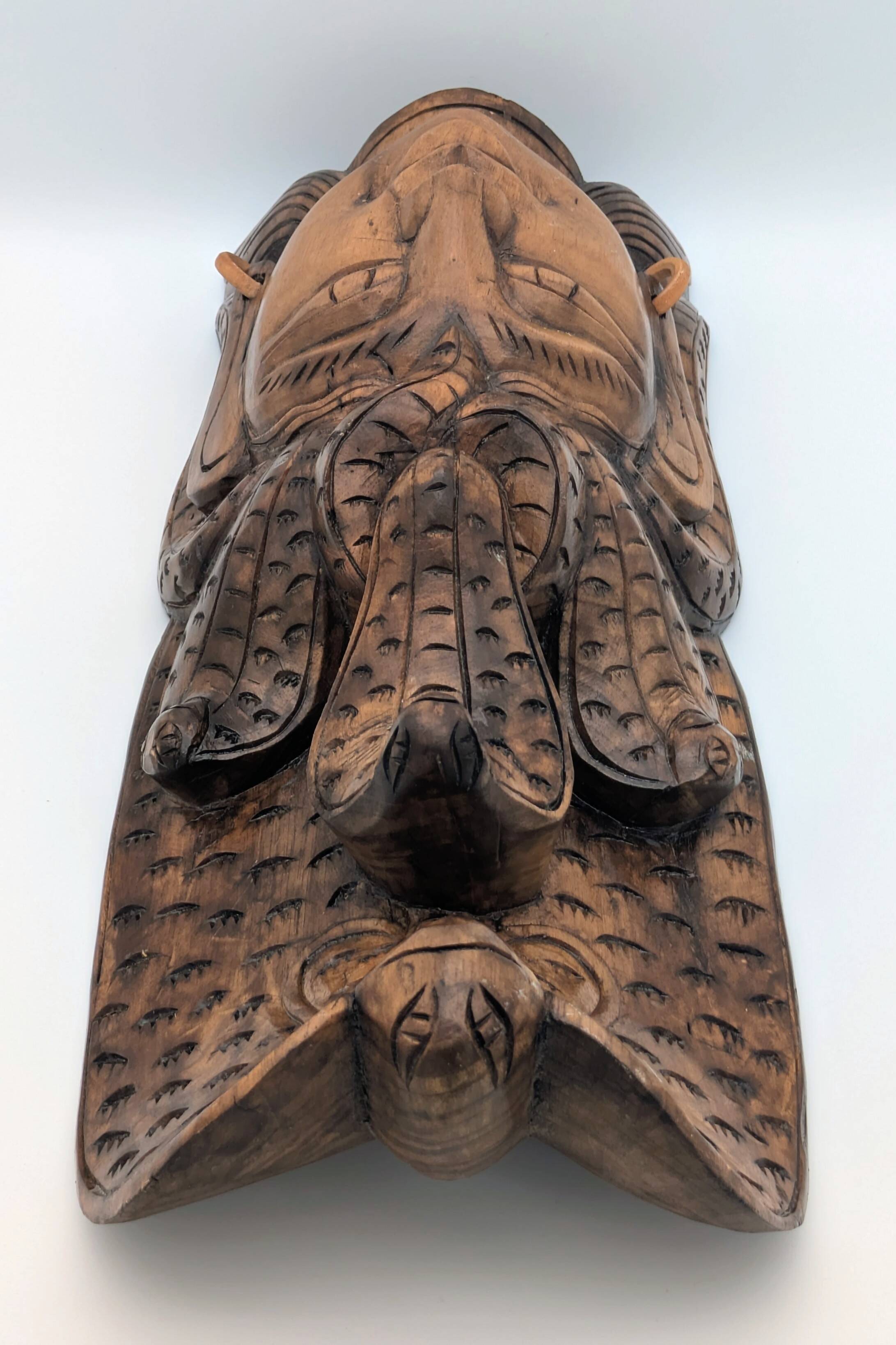 Sculptural Mask Wood - Face & Royal Cobra (Naga) - Tribal Art Indonesia