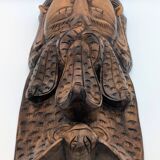Sculptural Mask Wood - Face & Royal Cobra (Naga) - Tribal Art Indonesia