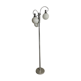 Vintage chrome lily of the valley floor lamp with opalines