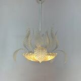 1950's Barovier & Toso Murano Glass and Brass Chandelier