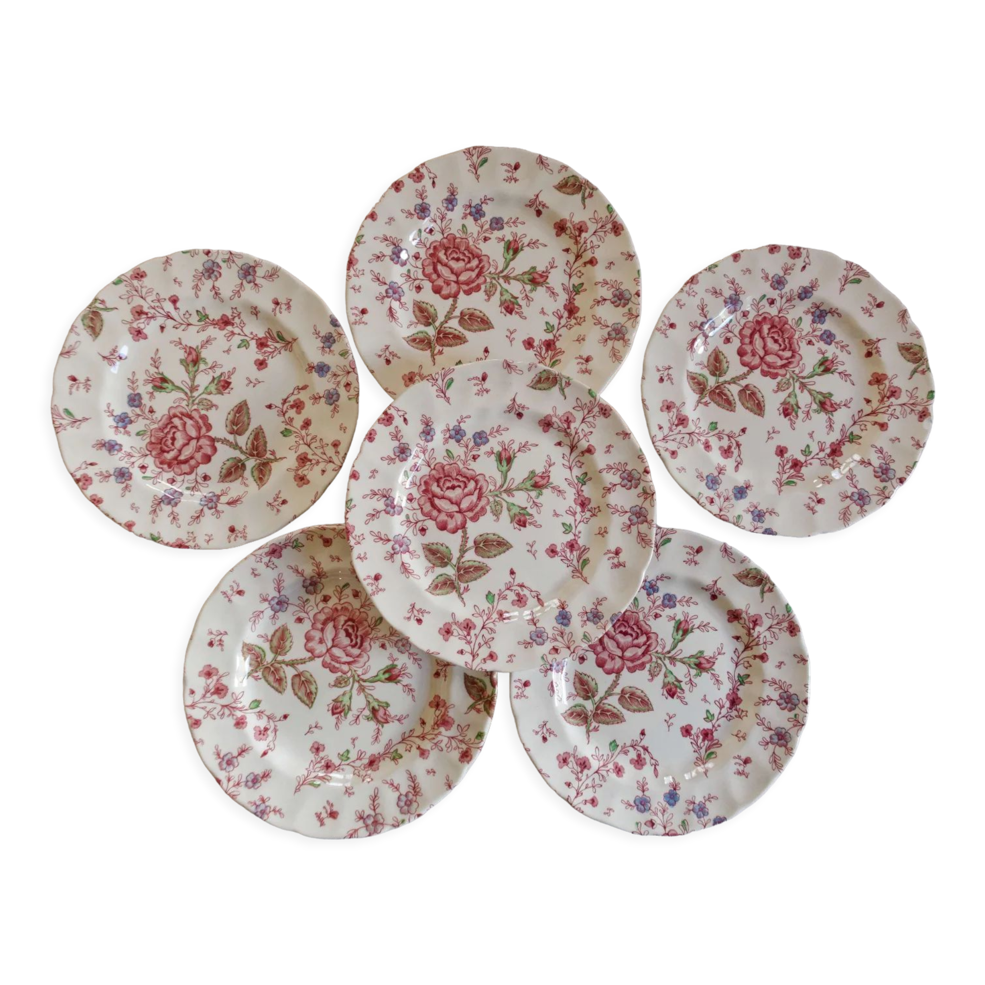 Lot 6 dessert plates Johnson Brothers Rose Chintz series