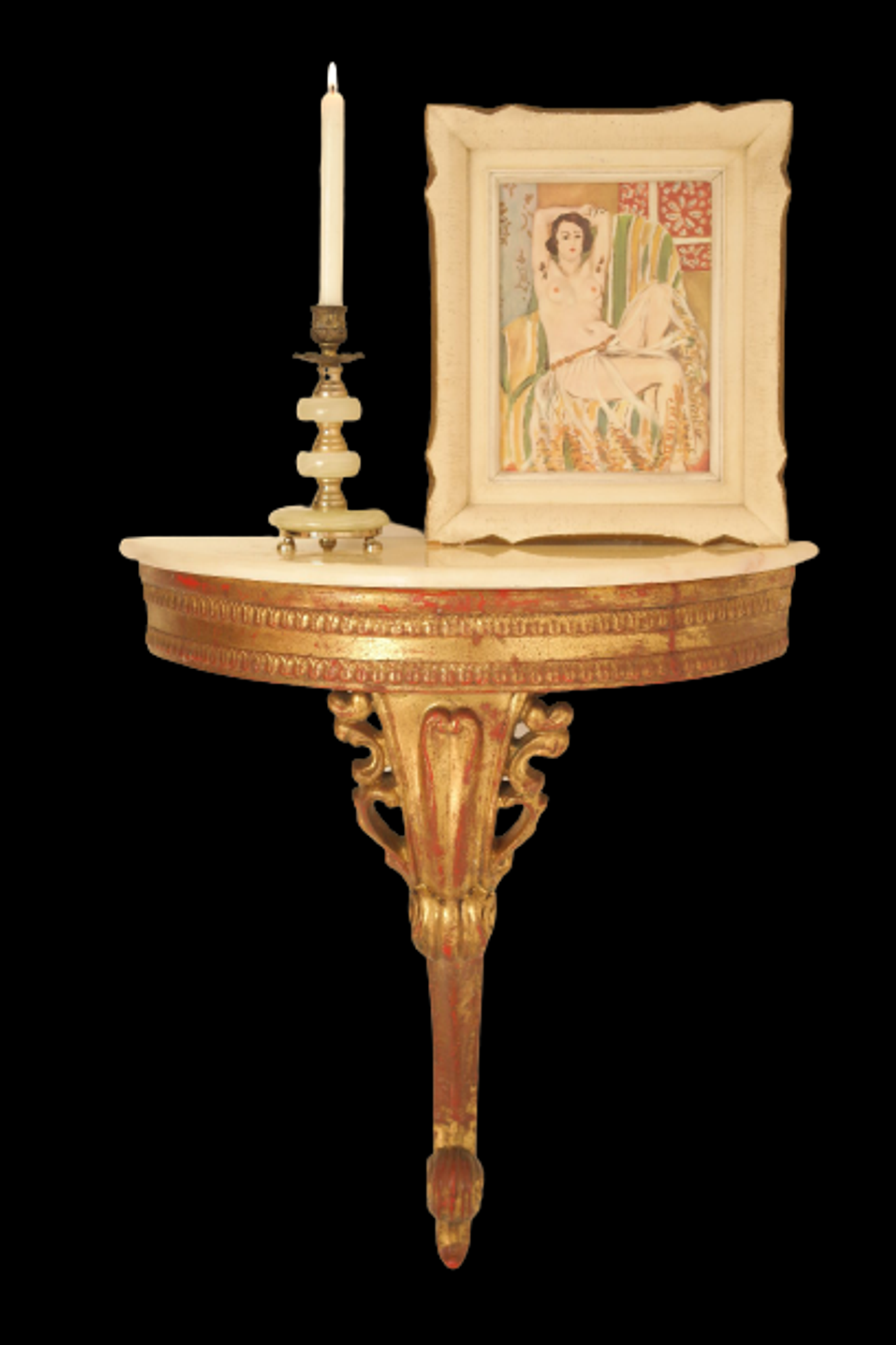 Console murale style antique Italie bois doré
