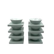 Set of 9 ceramic light blue ceramic bowls, I + I Italy, 1970s
