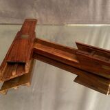 Navy-style pen tray in mahogany and brass
