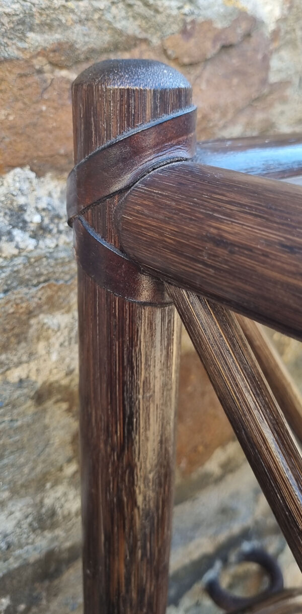 Etagère haute en bambou et rotin vintage années 60