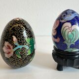 Vintage cloisonné enamelled eggs