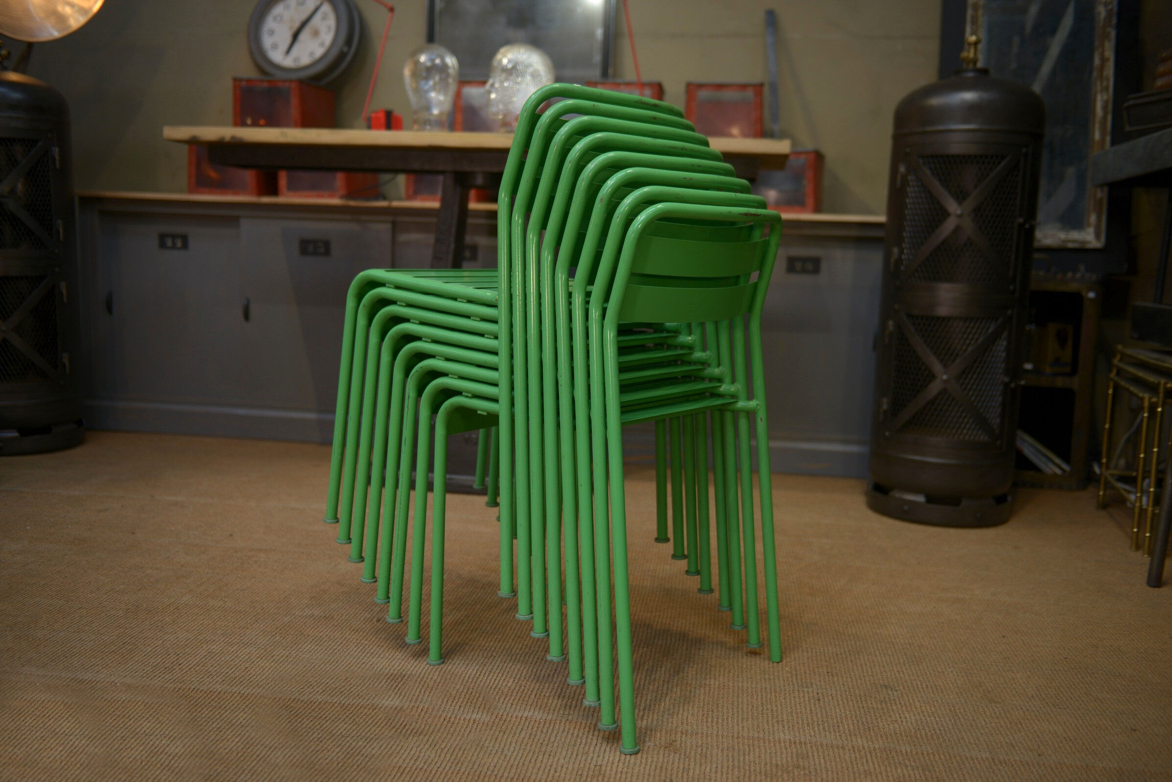 Stackable metal garden chairs