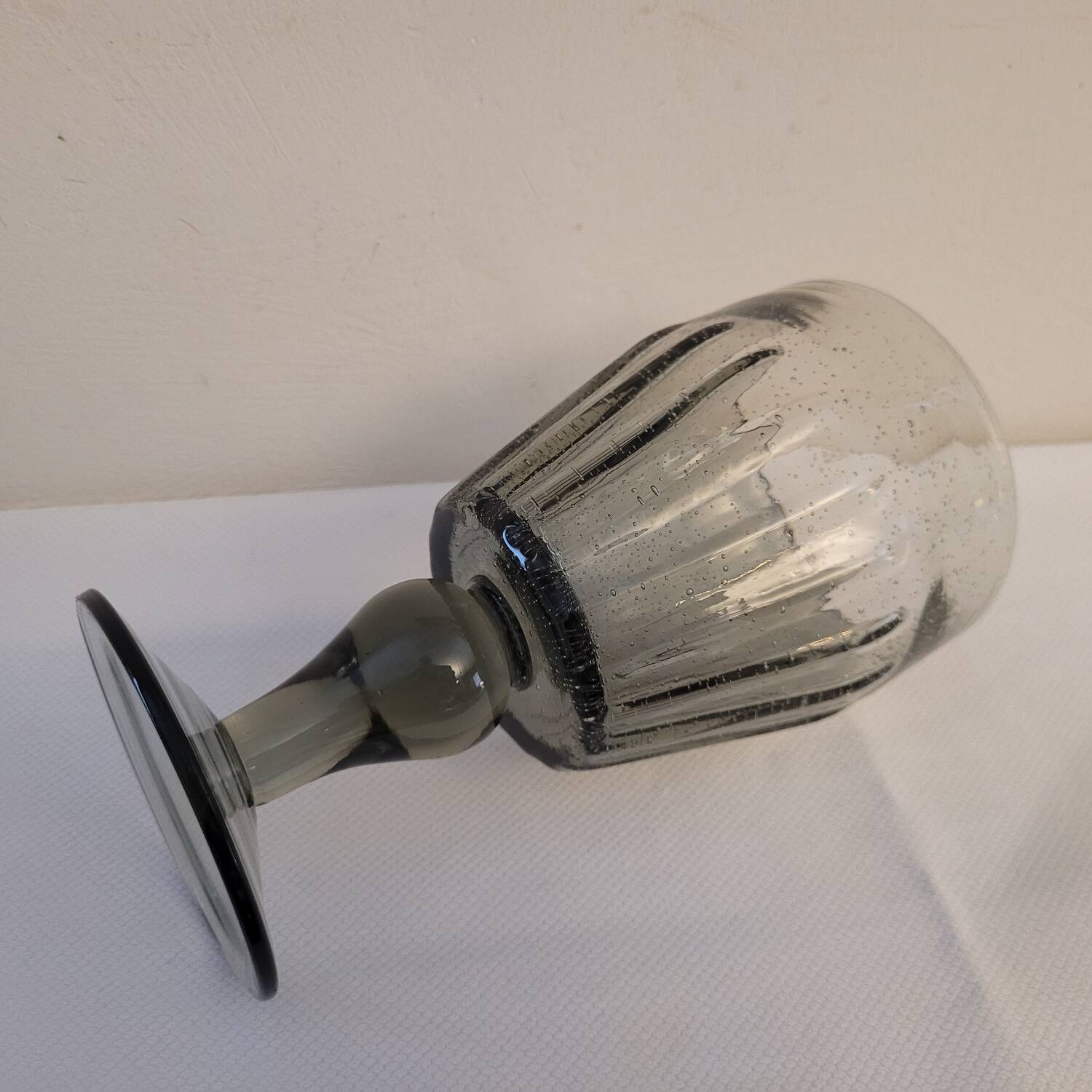 Footed glass La Rochère, 70's bubble glass