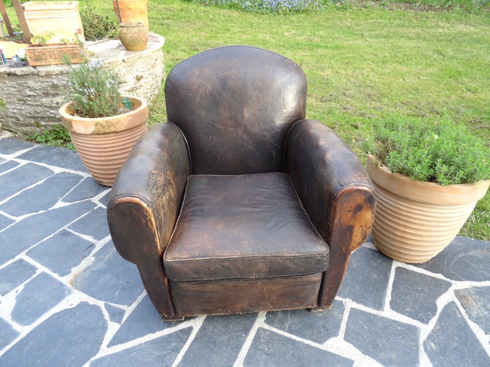 30s leather club armchair