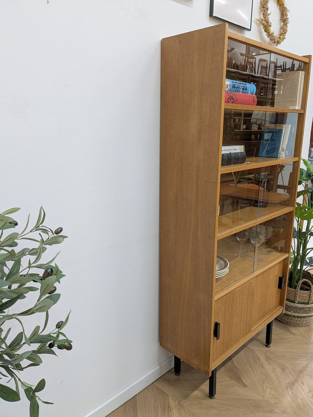 Tall oak bookshelf