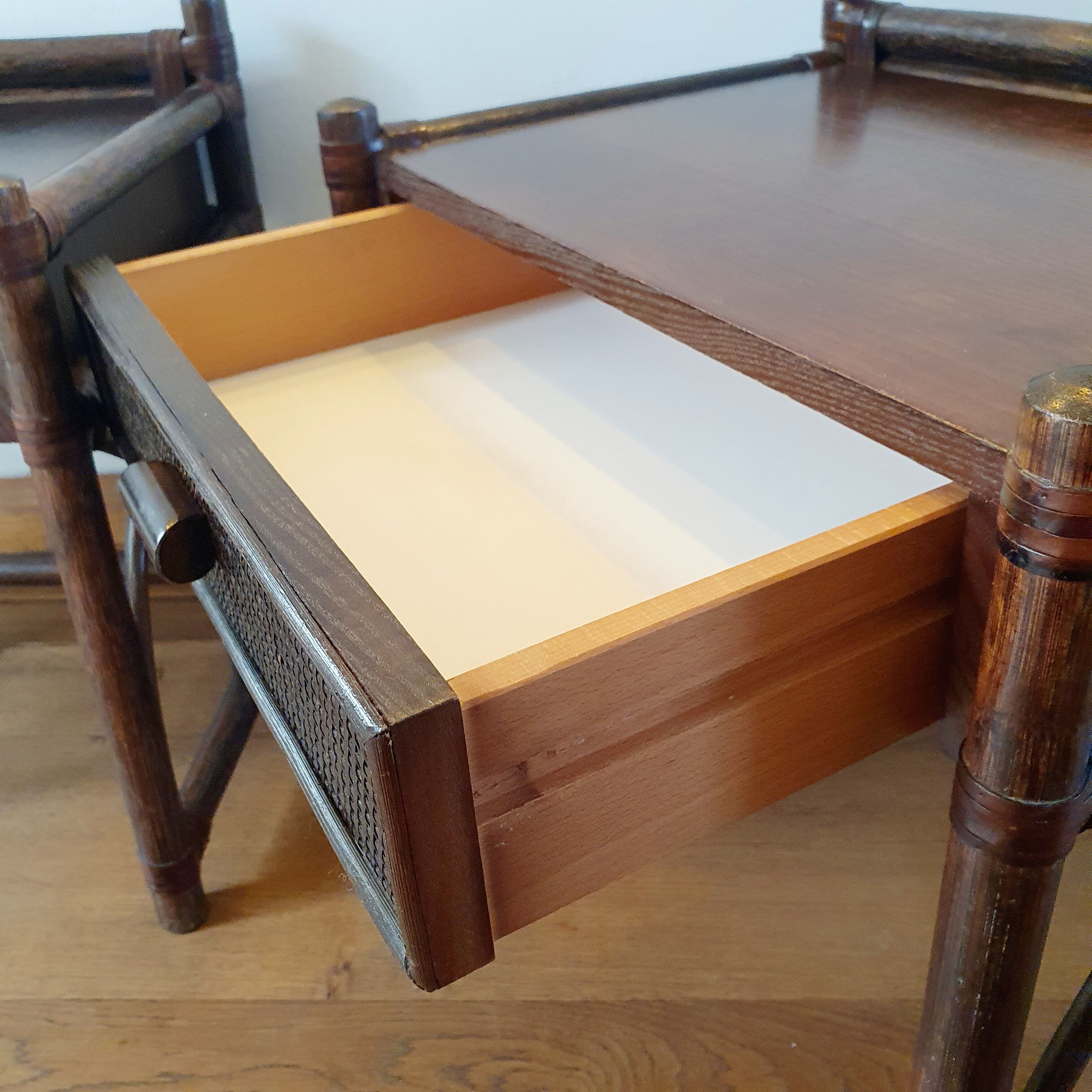 Pair of rattan bedside tables Roche Bobois