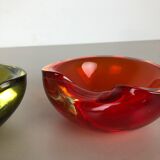 Murano Sommerso glass shell bowls Cenedese Vetri, 1960s