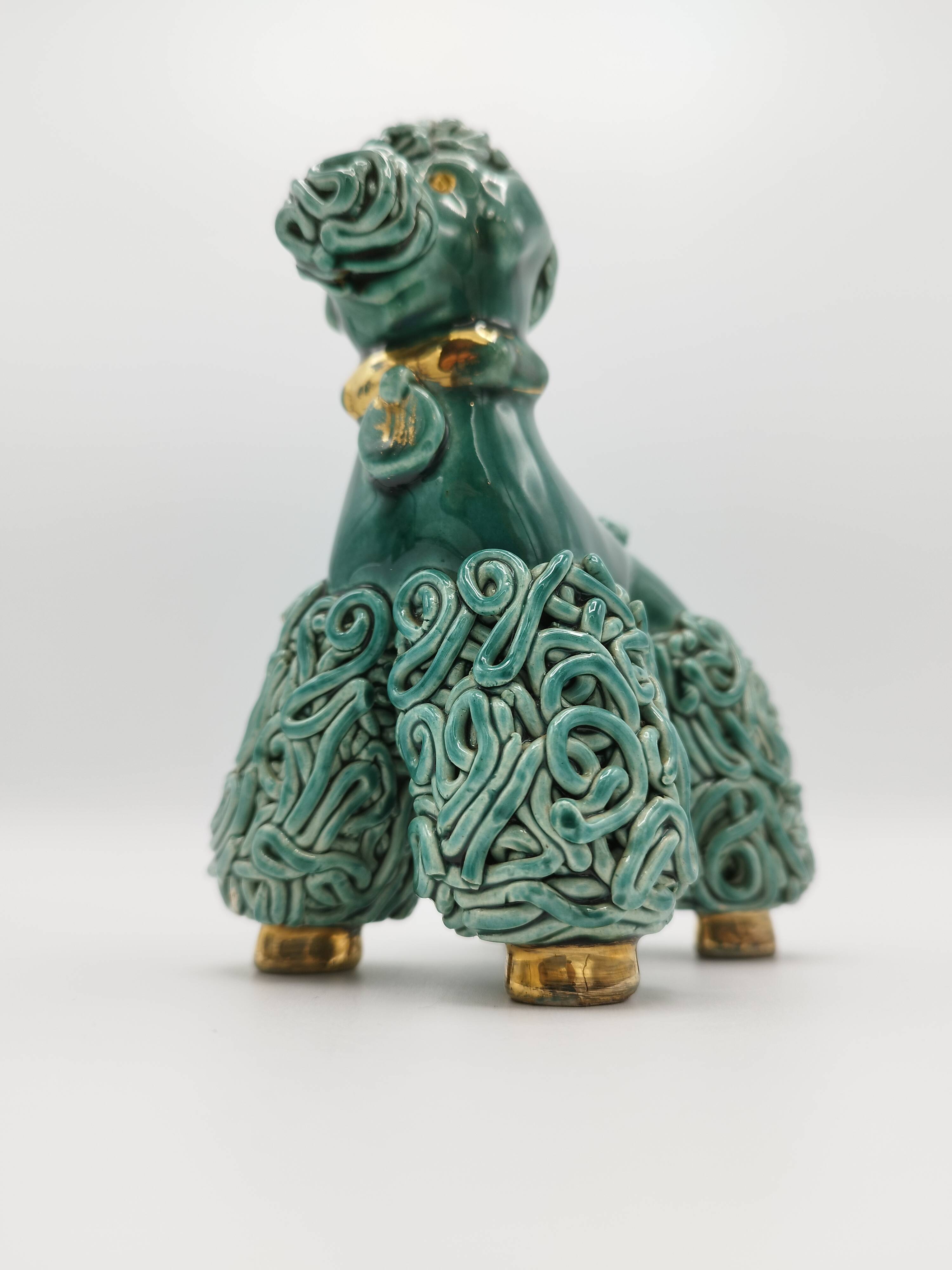 Lot of 2 royal poodles in 1960s spaghetti ceramic