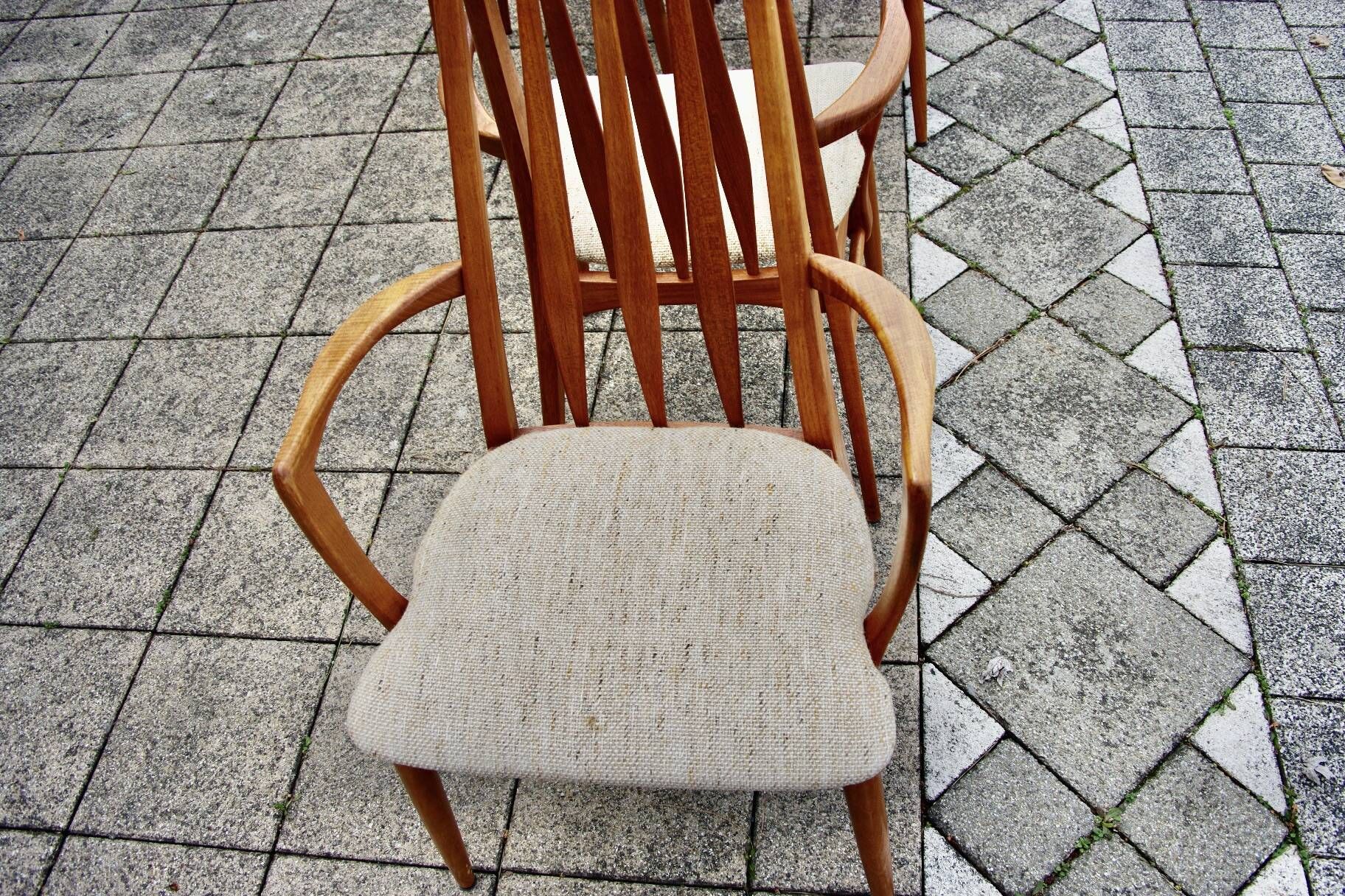 Set of 4 chairs and a pair of vintage eva armchairs by nils koefoed