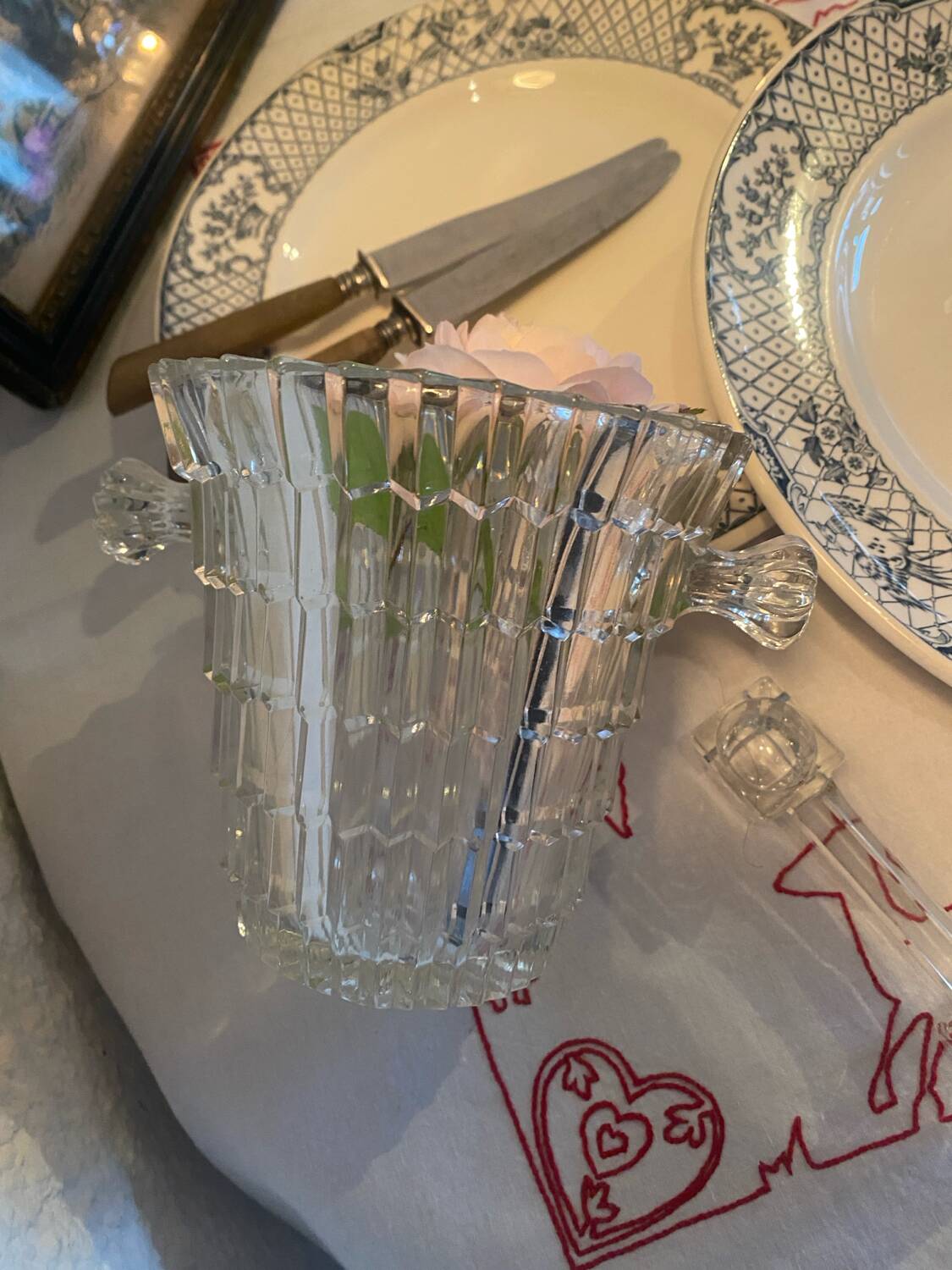 Antique molded glass ice bucket
