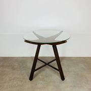 Table d’appoint en bois et verre, Italie, années 60, guéridon