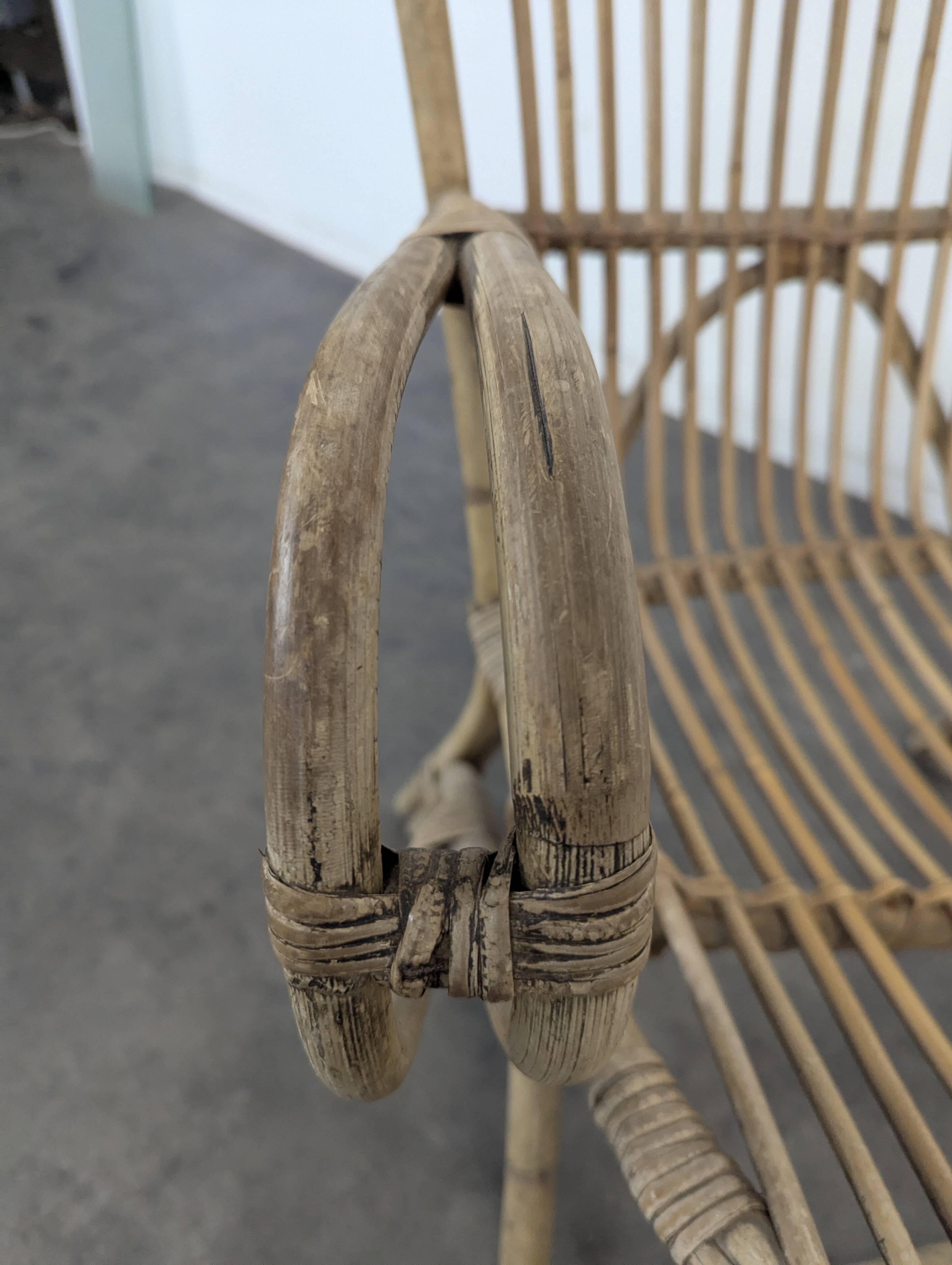 Bamboo and rattan armchair
