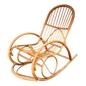 fauteuil à bascule en - rotin