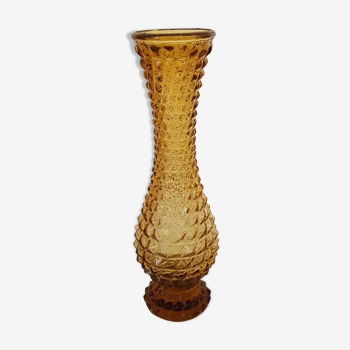 Vase verre jaune vintage