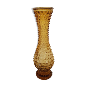 vase verre jaune vintage