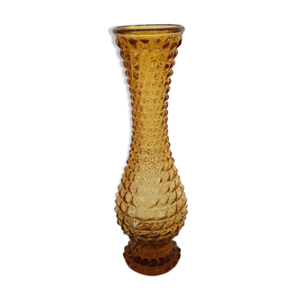 Vase verre jaune vintage